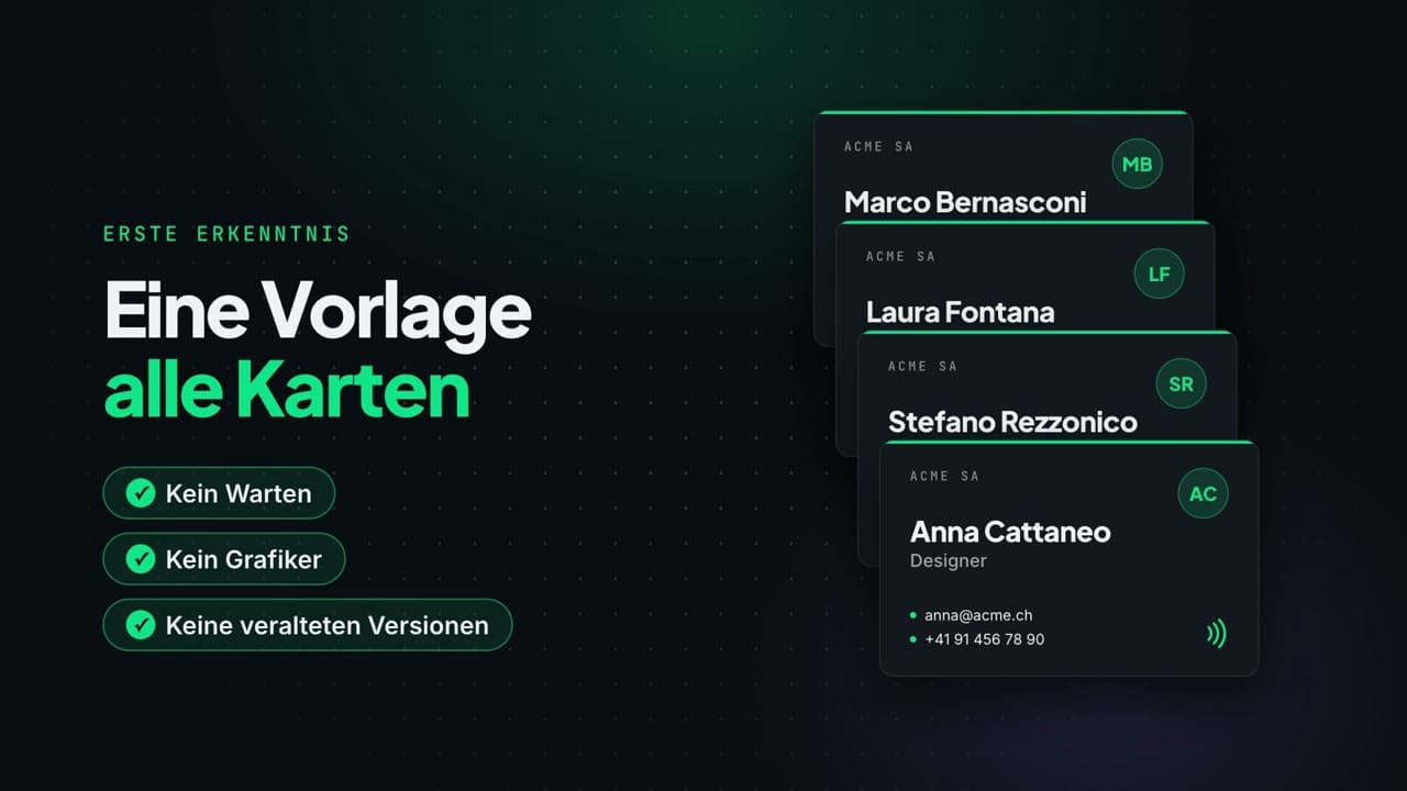 Eine Vorlage für alle Visitenkarten im Team
